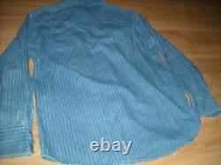 Vtg 50s 60s Mens Heavy Denim Pin Stripe Jean Cowboy Western Shirt
