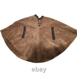 Vtg 60's Suede Leather Poncho Mountain Man Hippie Reenactment Festival Western