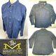 Vtg 60s 70s Mens L Blue Bell Maverick Dark Denim Jean Western Cowboy Shirt