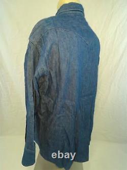 Vtg 60s 70s Mens L Blue Bell Maverick Dark Denim Jean Western Cowboy Shirt