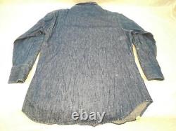 Vtg 60s 70s Mens L Blue Bell Maverick Dark Denim Jean Western Cowboy Shirt