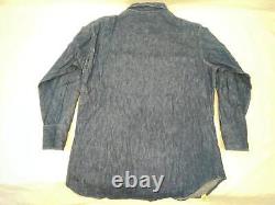 Vtg 60s 70s Mens L Blue Bell Maverick Dark Denim Jean Western Cowboy Shirt