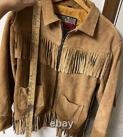 Vtg 60s-70s Suede Leather Fringe Western Jacket by Cooper Hippie Boho Womens-L