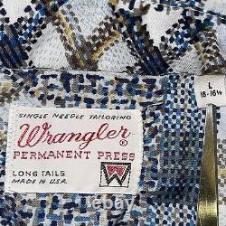 Vtg 60s/70s Wrangler Western Pearl Snap Shirt Single Needle Tailoring Long Tails