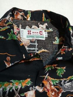 Vtg 70s H Bar C California Ranchwear Rodeo Cowboy Print Pearl Snap Shirt 16.5 L