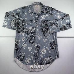 Vtg 70s Wrangler Permanent Press Floral Pearl Snap Western Shirt Stretch USA XL