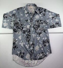 Vtg 70s Wrangler Permanent Press Floral Pearl Snap Western Shirt Stretch USA XL