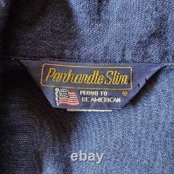 Vtg 80 Tacky Cowgirl Denim Fringe Panhandle Slim Rodeo Dancing Western Dress M/L