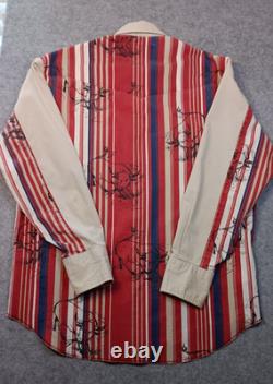 Vtg 80's Wrangler Brushpopper Shirt 16 1/2 Pearl Snaps Bull Rodeo Stripes Prop