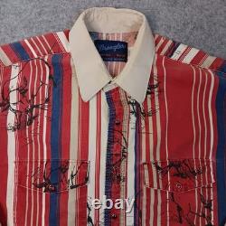 Vtg 80's Wrangler Brushpopper Shirt 16 1/2 Pearl Snaps Bull Rodeo Stripes Prop