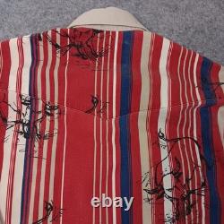 Vtg 80's Wrangler Brushpopper Shirt 16 1/2 Pearl Snaps Bull Rodeo Stripes Prop