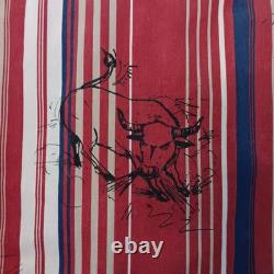 Vtg 80's Wrangler Brushpopper Shirt 16 1/2 Pearl Snaps Bull Rodeo Stripes Prop