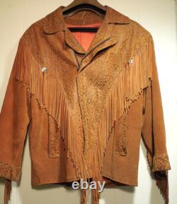 Vtg 80s Lariat Women's Brown Suede Western Fringe Jacket SZ L Made USA VG Cond