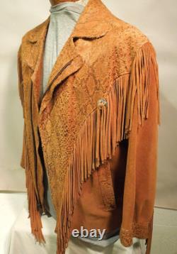 Vtg 80s Lariat Women's Brown Suede Western Fringe Jacket SZ L Made USA VG Cond