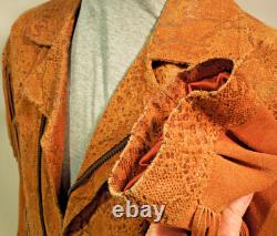 Vtg 80s Lariat Women's Brown Suede Western Fringe Jacket SZ L Made USA VG Cond