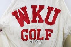 Vtg 80s Mens L Team Issued Western Kentucky University Golf Satin Bomber Jacket
