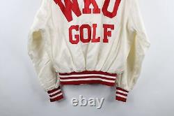 Vtg 80s Mens L Team Issued Western Kentucky University Golf Satin Bomber Jacket