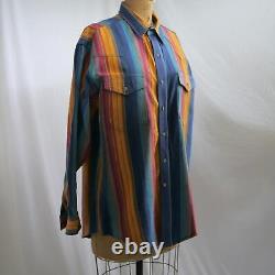 Vtg 80s WRANGLER Brushpopper Western Stripe Shirt X Long Tails 16 1/2/34 USA EUC