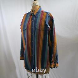 Vtg 80s WRANGLER Brushpopper Western Stripe Shirt X Long Tails 16 1/2/34 USA EUC