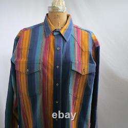 Vtg 80s WRANGLER Brushpopper Western Stripe Shirt X Long Tails 16 1/2/34 USA EUC