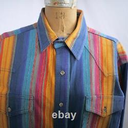 Vtg 80s WRANGLER Brushpopper Western Stripe Shirt X Long Tails 16 1/2/34 USA EUC