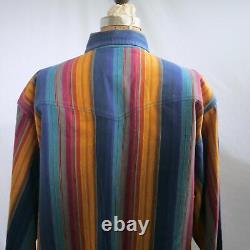 Vtg 80s WRANGLER Brushpopper Western Stripe Shirt X Long Tails 16 1/2/34 USA EUC