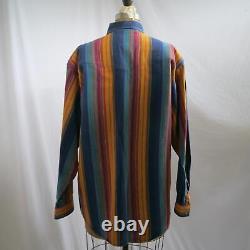 Vtg 80s WRANGLER Brushpopper Western Stripe Shirt X Long Tails 16 1/2/34 USA EUC