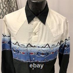 Vtg 90's Express Men's Rider Cowboy Western Pearl Snap GARTH Rodeo Shirt L