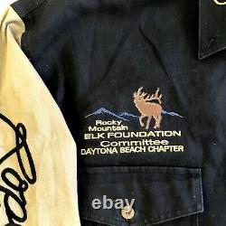 Vtg 90's Roper Men Black Rocky Mountain ELK LODGE Western BRUSHPOPPER Shirt L