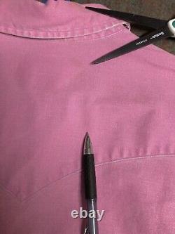 Vtg 90s Wrangler Long Tail Shirt Striped Pink Brushpopper Cowboy Button Up XL