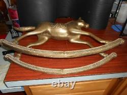 Vtg Antique Brass Horse Child Riding Infant Size Large 22 High 32 long