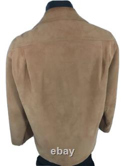 Vtg Bespoke Brown SUEDE Leather NUBUCK Cowboy Western ROCKABILLY Shirt Jacket Lg