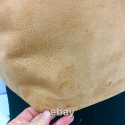 Vtg Bespoke Brown SUEDE Leather NUBUCK Cowboy Western ROCKABILLY Shirt Jacket Lg