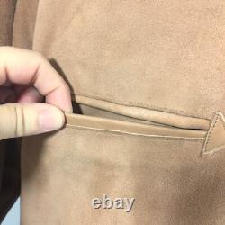 Vtg Bespoke Brown SUEDE Leather NUBUCK Cowboy Western ROCKABILLY Shirt Jacket Lg
