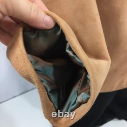 Vtg Bespoke Brown SUEDE Leather NUBUCK Cowboy Western ROCKABILLY Shirt Jacket Lg