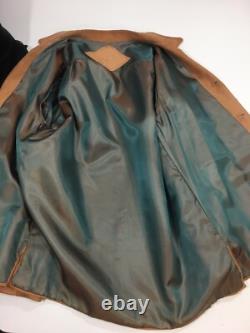 Vtg Bespoke Brown SUEDE Leather NUBUCK Cowboy Western ROCKABILLY Shirt Jacket Lg