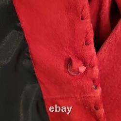 Vtg CHAR Santa Fe USA Red Suede Western Jacket Hand Painted Horse Fringe Size L