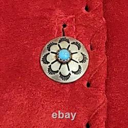 Vtg CHAR Santa Fe USA Red Suede Western Jacket Hand Painted Horse Fringe Size L