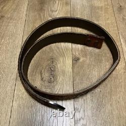 Vtg Carlo Sterling Silver Western Tooled Belt Name Phoenix Mfg USA Brown 42 XL