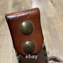 Vtg Carlo Sterling Silver Western Tooled Belt Name Phoenix Mfg USA Brown 42 XL