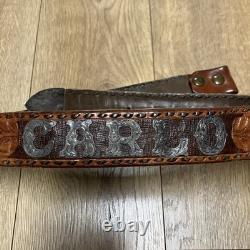 Vtg Carlo Sterling Silver Western Tooled Belt Name Phoenix Mfg USA Brown 42 XL
