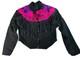 Vtg Chasser Fringe Leather Jacket Western Black Suede 90s Boho Womens L Cowgirl
