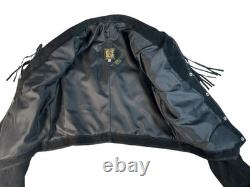 Vtg Chasser Fringe Leather Jacket Western Black Suede 90s Boho Womens L Cowgirl