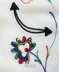 Vtg H Bar C California Ranchwear Pearl Snap Shirt Embroidered Smile 1950s L