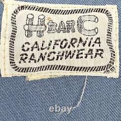 Vtg H Bar C California Ranchwear Western Smile Pearl Snap Rockabilly Shirt Lg