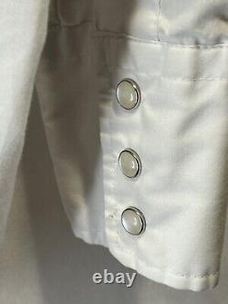 Vtg Karman Eagle White Western Pearl Snap Shirt White Piping Embroidery Large