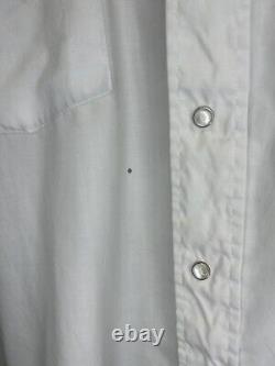 Vtg Karman Eagle White Western Pearl Snap Shirt White Piping Embroidery Large