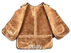 Vtg Leather Suede Sheepskin Shearling Fleece Vest Mens L Hunting Western Zip Up