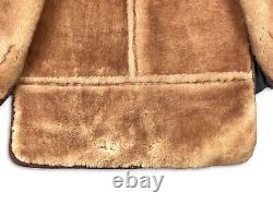 Vtg Leather Suede Sheepskin Shearling Fleece Vest Mens L Hunting Western Zip Up