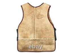 Vtg Leather Suede Sheepskin Shearling Fleece Vest Mens L Hunting Western Zip Up